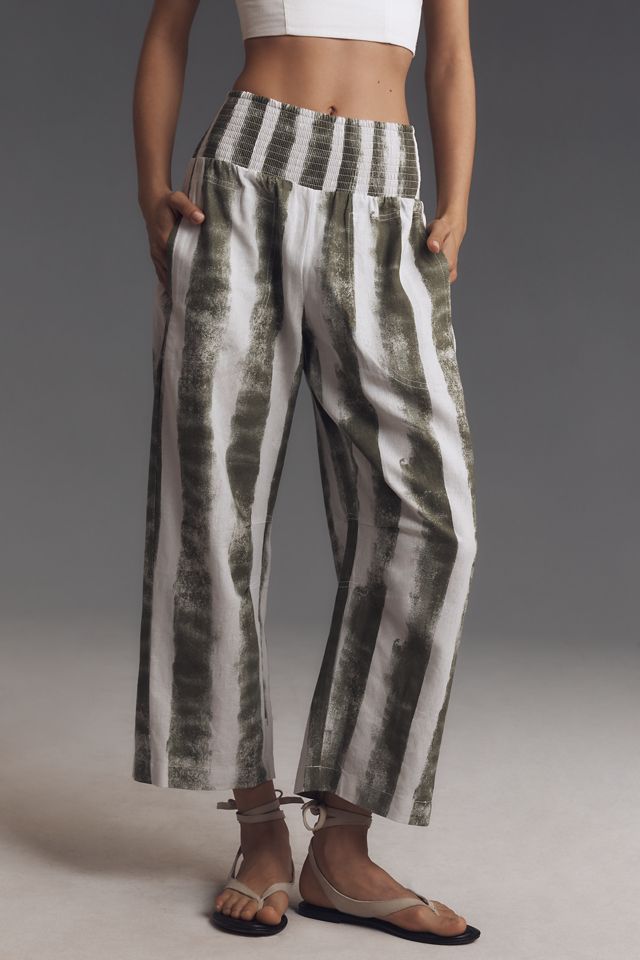 The Reese Printed Smocked Pull-On Barrel Pants by Pilcro #1
