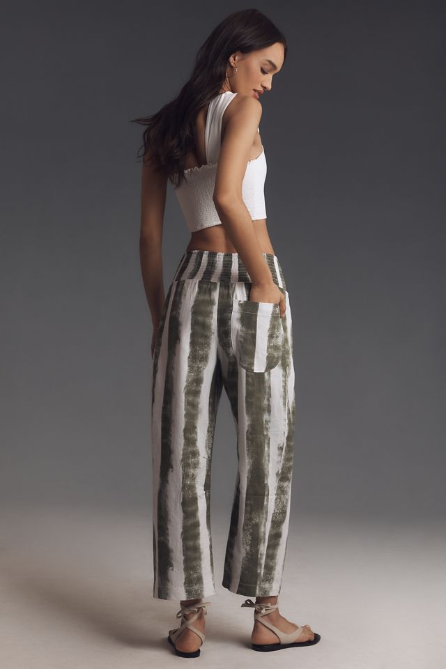The Reese Printed Smocked Pull-On Barrel Pants by Pilcro #3
