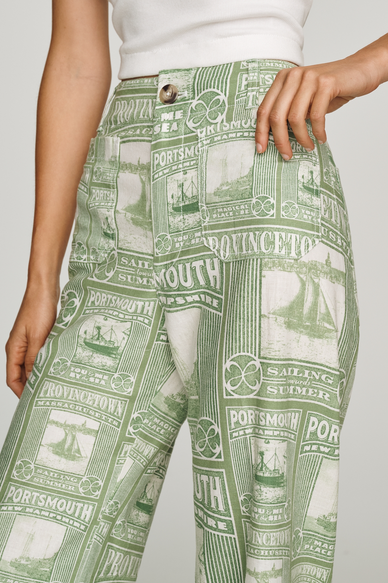 Colette Printed Linen Blend Crop Wide-Leg Pants by Maeve