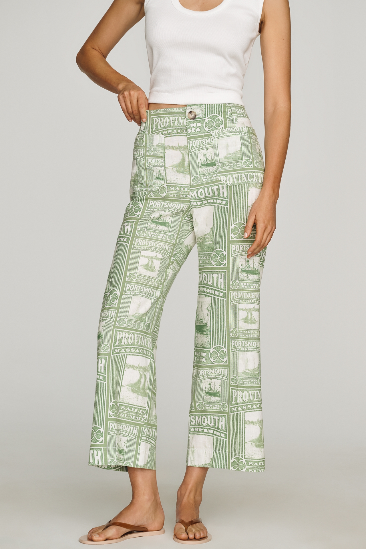 Colette Printed Linen Blend Crop Wide-Leg Pants by Maeve
