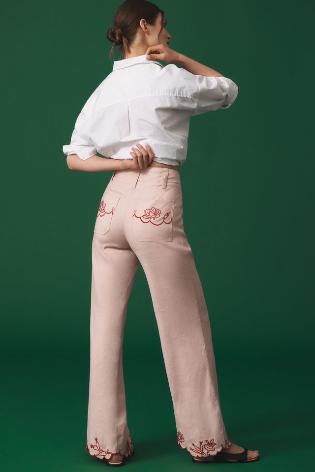 The Junie High-Rise Flare Pants by Maeve: Embroidered Edition #2