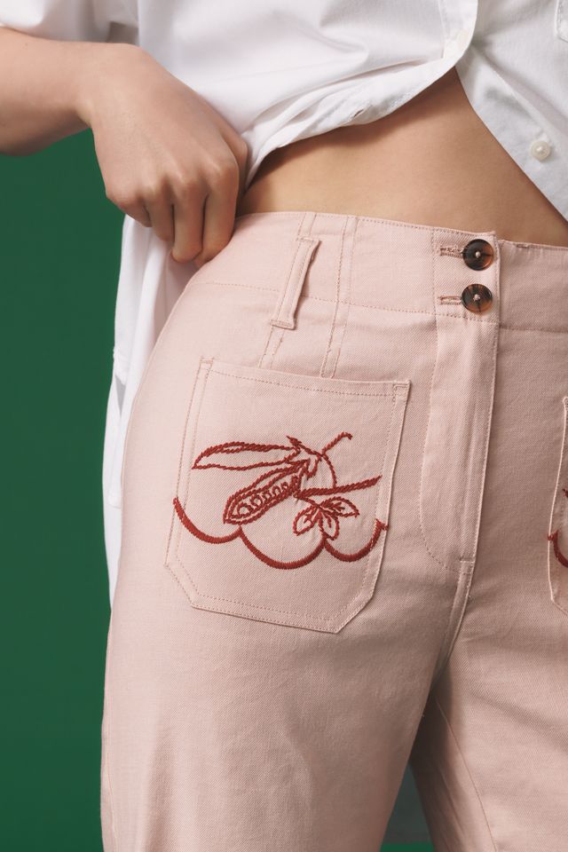 The Junie High-Rise Flare Pants by Maeve: Embroidered Edition #3