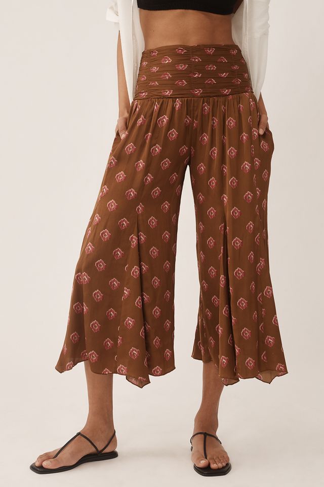 By Anthropologie Silky Block Print Wide-Leg Pants #1