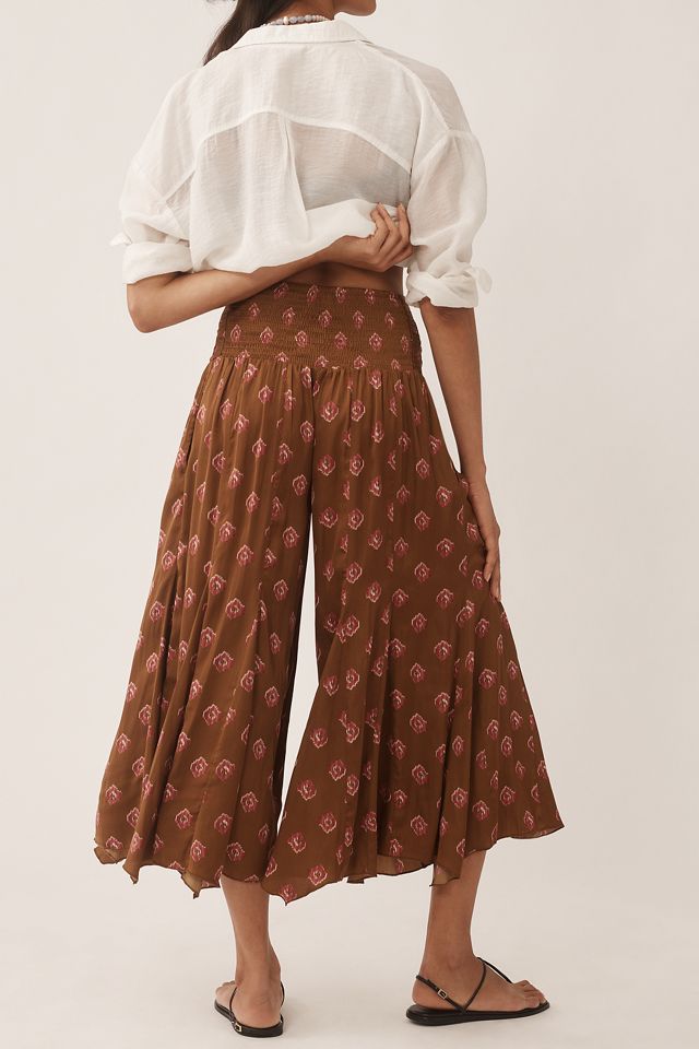 By Anthropologie Silky Block Print Wide-Leg Pants #2