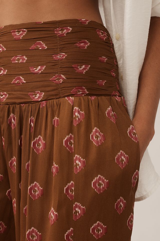 By Anthropologie Silky Block Print Wide-Leg Pants #3