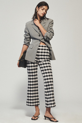 Maeve The Margot Kick-flare Cropped Trousers By : Gingham Edition In Black