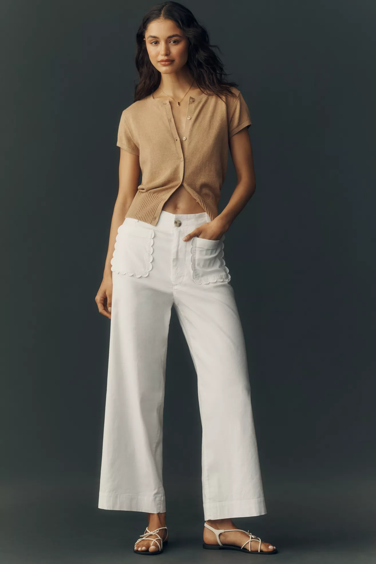 Maeve Colette Magic Fabric Scallop-Pocket Pants