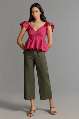 Maeve The Colette Scallop-pocket Cropped Wide-leg Pants By : Magic Fabric Edition
