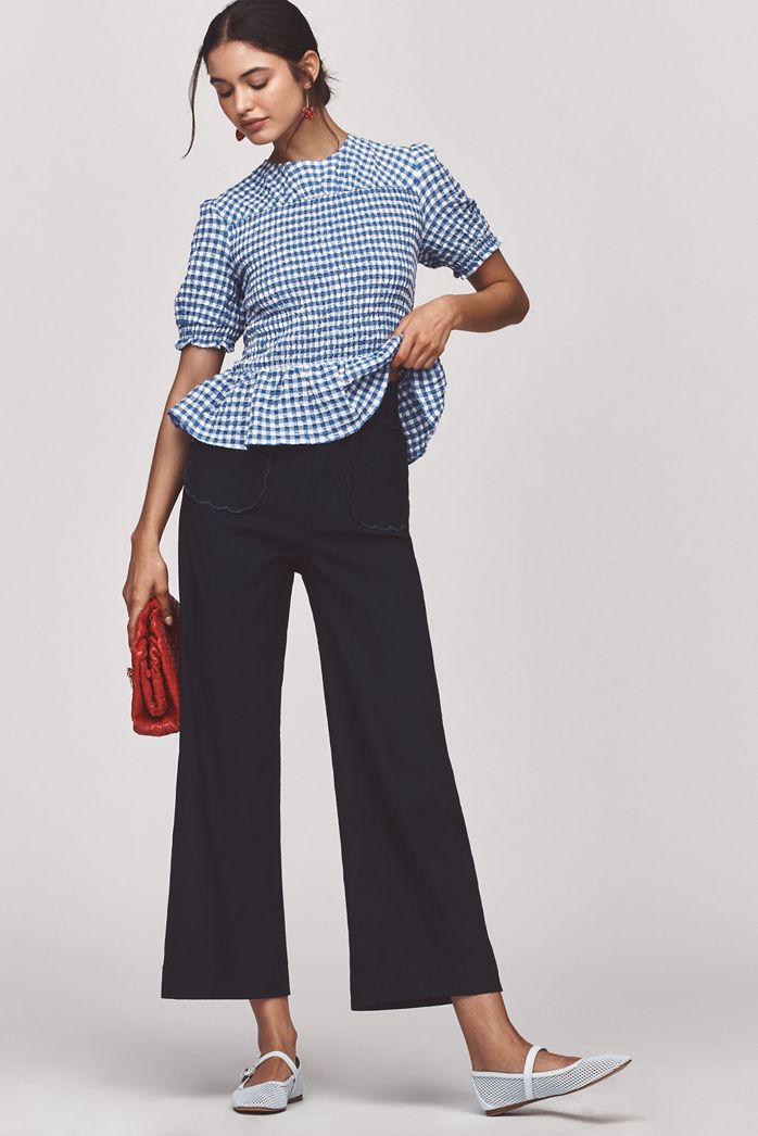 The Colette Scallop-Pocket Crop Wide-Leg Trousers by Maeve