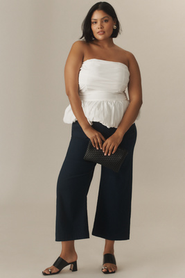Shop Maeve The Colette Scallop-pocket Cropped Wide-leg Pants By : Magic Fabric Edition In Blue