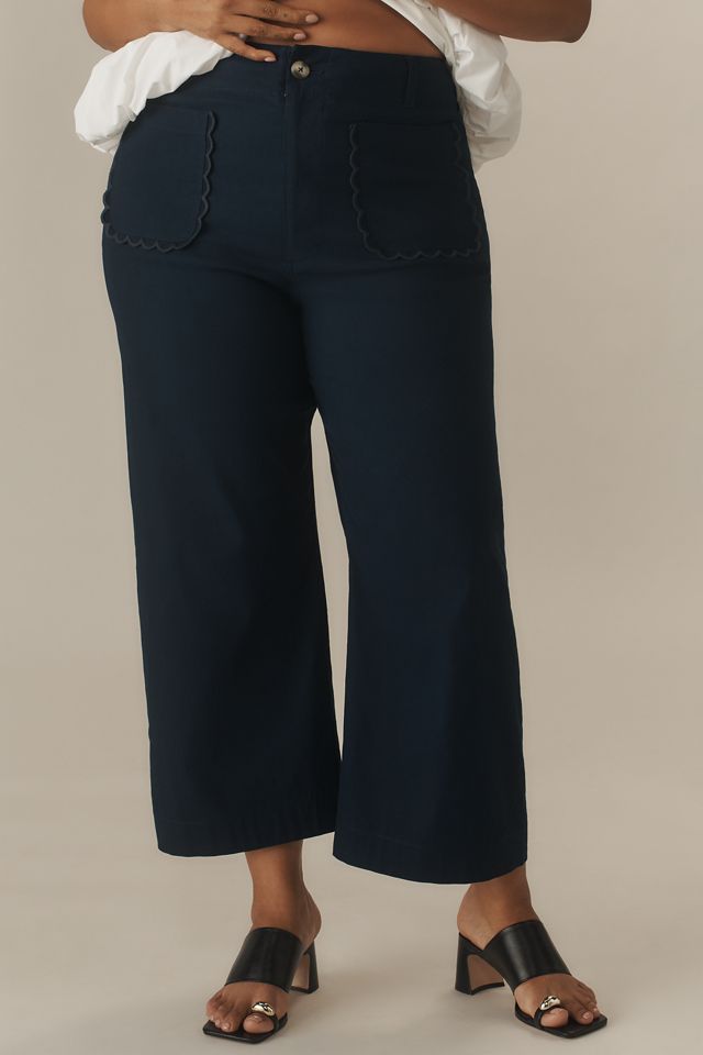 The Colette Scallop-Pocket Crop Wide-Leg Pants by Maeve #6