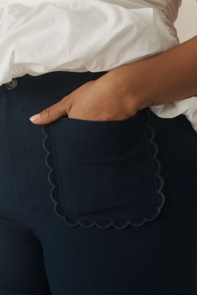 The Colette Scallop-Pocket Crop Wide-Leg Pants by Maeve #8