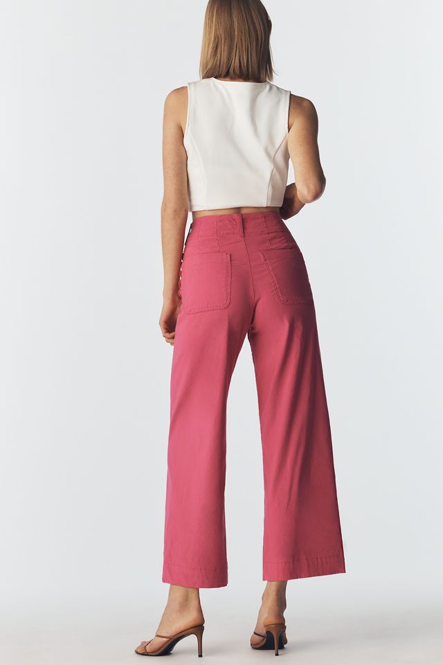 Maeve Colette Scallop High-Rise Wide-Leg Pants in Magic Fabric #2