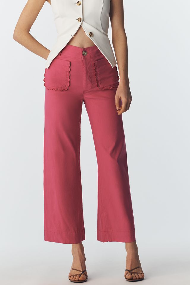 Maeve Colette Scallop High-Rise Wide-Leg Pants in Magic Fabric #3