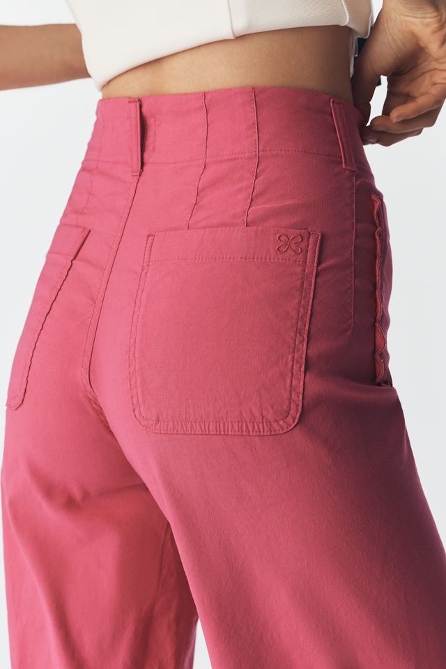 Maeve Colette Scallop High-Rise Wide-Leg Pants in Magic Fabric #4