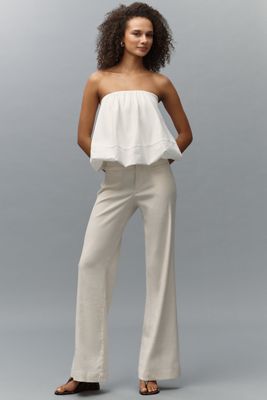 Maeve Linen-Blend Flare Trouser Pants