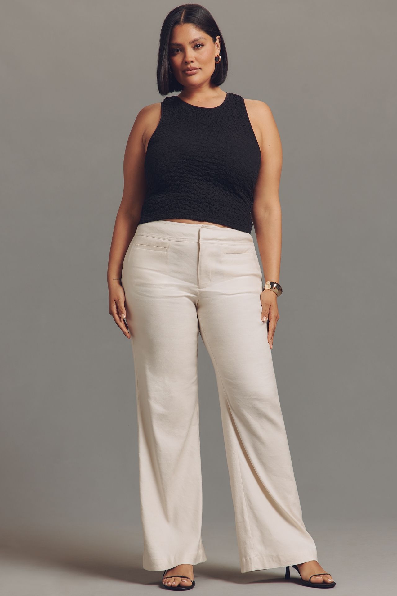 Maeve Linen-Blend Flare Trouser Pants