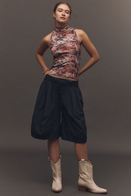 By Anthropologie Ruched Poplin Gaucho Pants