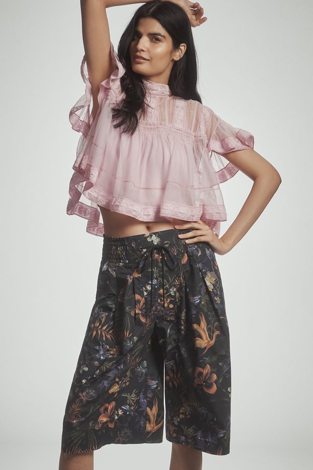 By Anthropologie Ruched Poplin Gaucho Pants #2