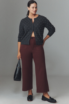 Maeve The Colette Knit Crop Wide-leg Pants By  In Blue
