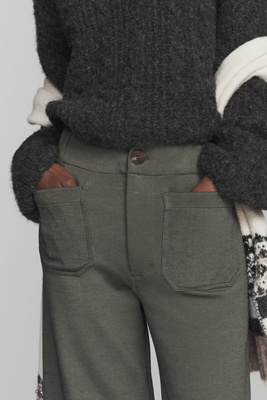 Maeve The Colette Knit Crop Wide-leg Pants By  In Green