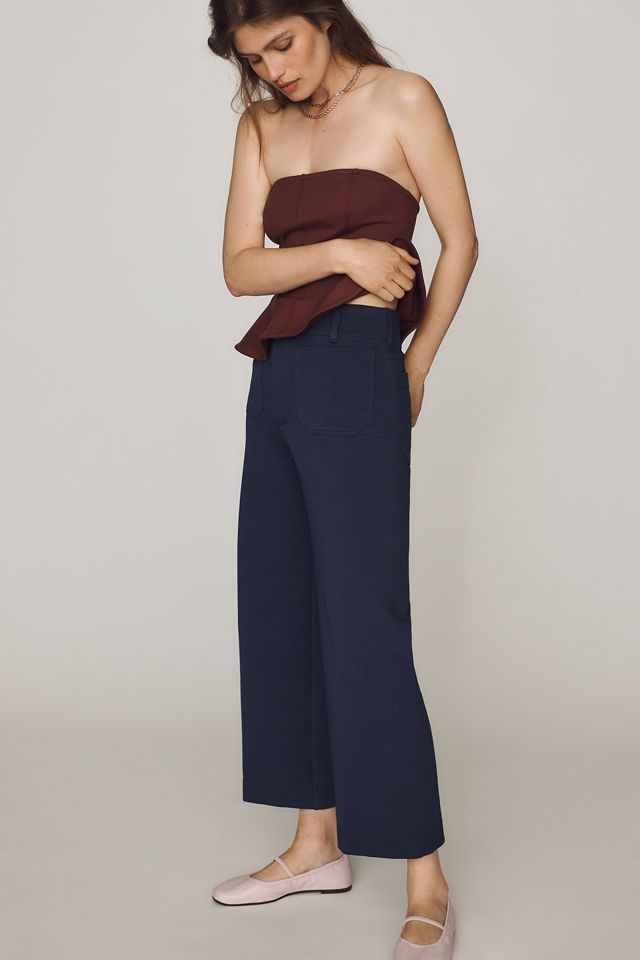Maeve Colette Knit High-Rise Wide-Leg Cropped Pants #2