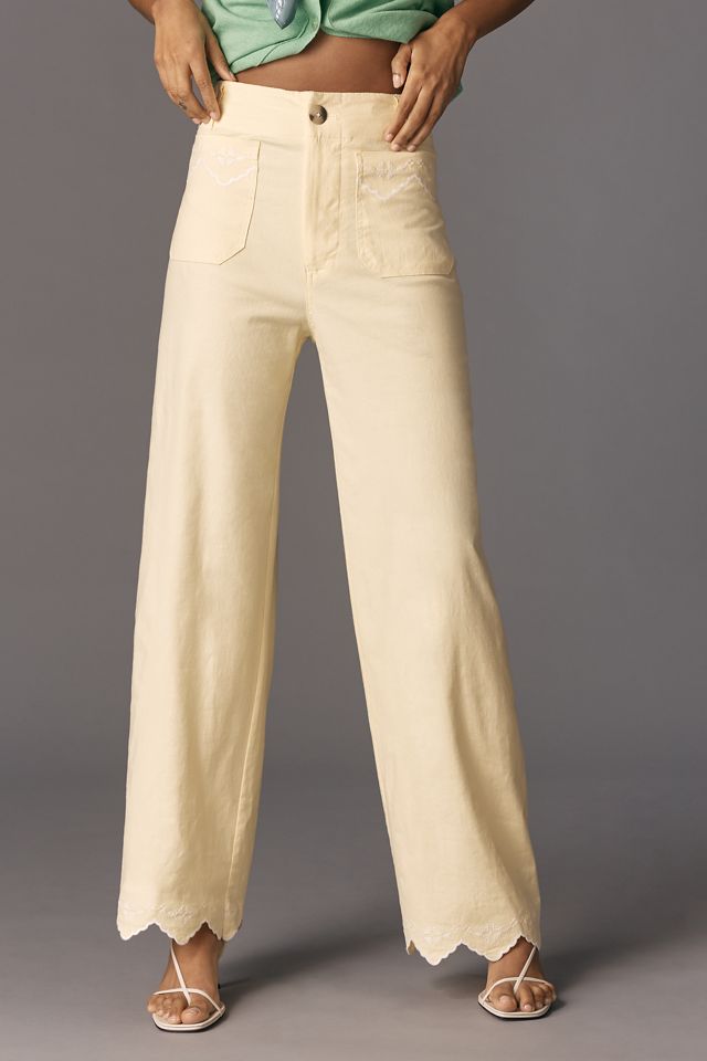 The Colette Lace Trim Full-Length Wide-Leg Pants by Maeve #1