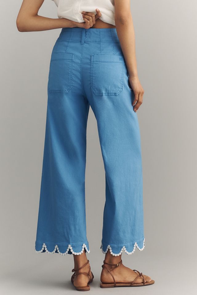Maeve Colette Scalloped High-Rise Wide-Leg Cropped Pants #2