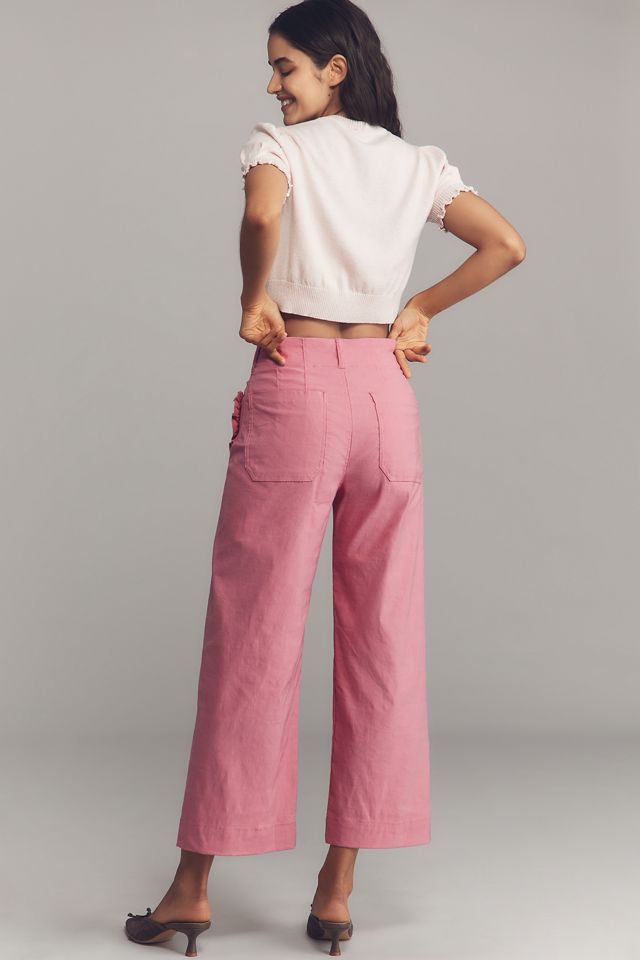 The Colette Heart Pocket Crop Wide-Leg Pants by Maeve #4