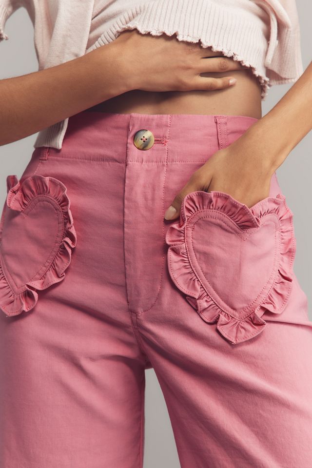 The Colette Heart Pocket Crop Wide-Leg Pants by Maeve #5