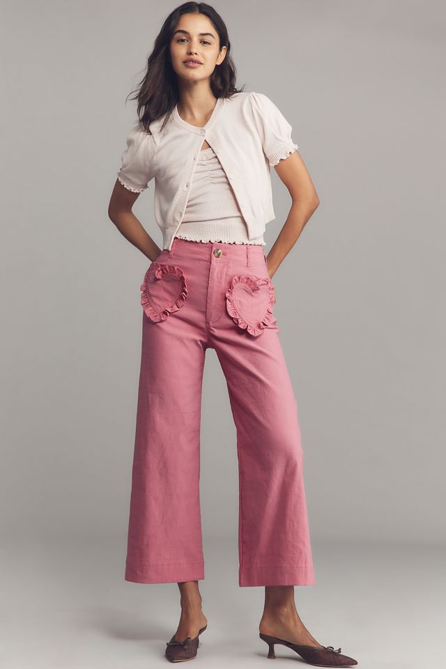 The Colette Heart Pocket Crop Wide-Leg Pants by Maeve #2