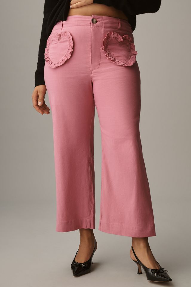 The Colette Heart Pocket Crop Wide-Leg Pants by Maeve #6