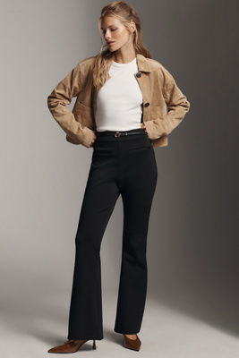 By Anthropologie High-rise Flare Knit Pants In Black