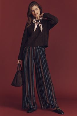 Maeve The Avery Striped Silky Pleated Trousers By  Pants In Multi