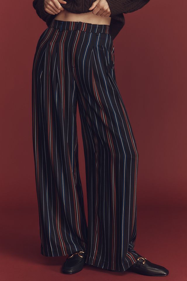 The Avery Striped Silky Pleated Trousers by Maeve #1