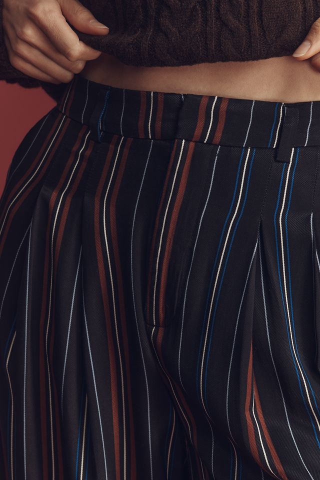 The Avery Striped Silky Pleated Trousers by Maeve #2