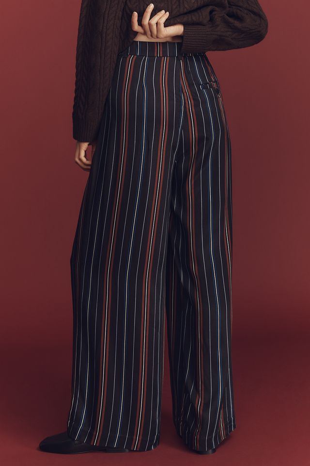 The Avery Striped Silky Pleated Trousers by Maeve #3