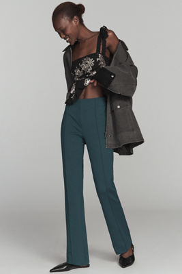 Maeve The Poppy Kick-flare Full-length Pull-on Pants By  In Green