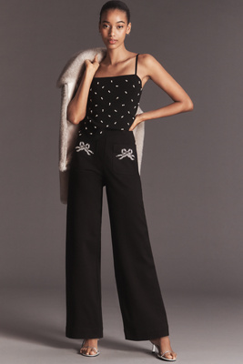 Maeve The Colette Full-length Embroidered Pocket Pants By  In Black