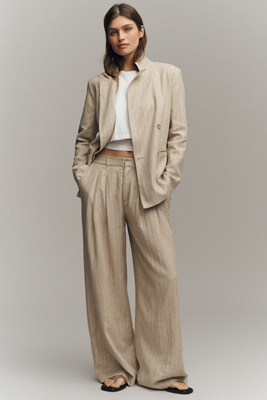 The Avery Linen Blend Stripe Twill Pants by Maeve