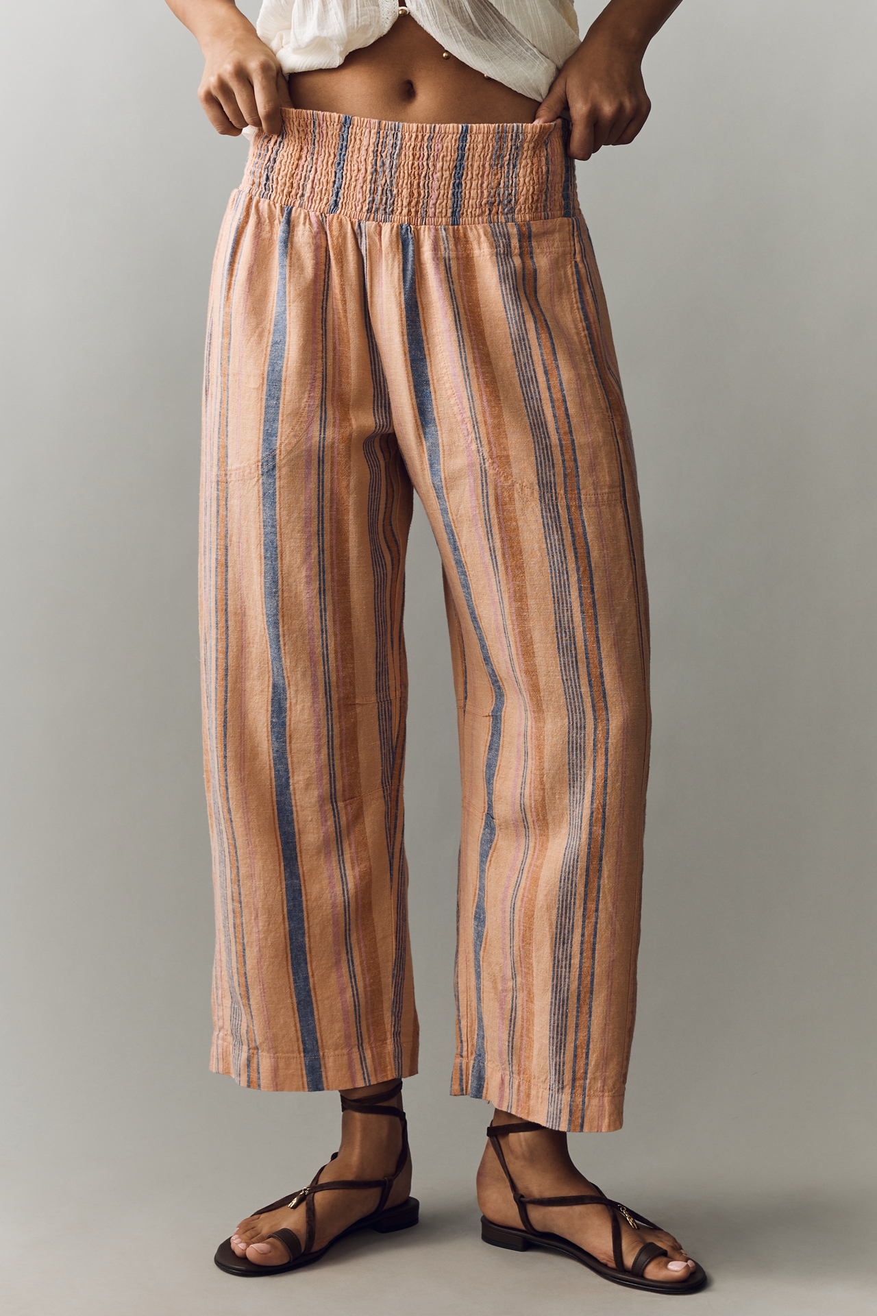 Reese Smocked Pull-On Barrel Pants by Pilcro