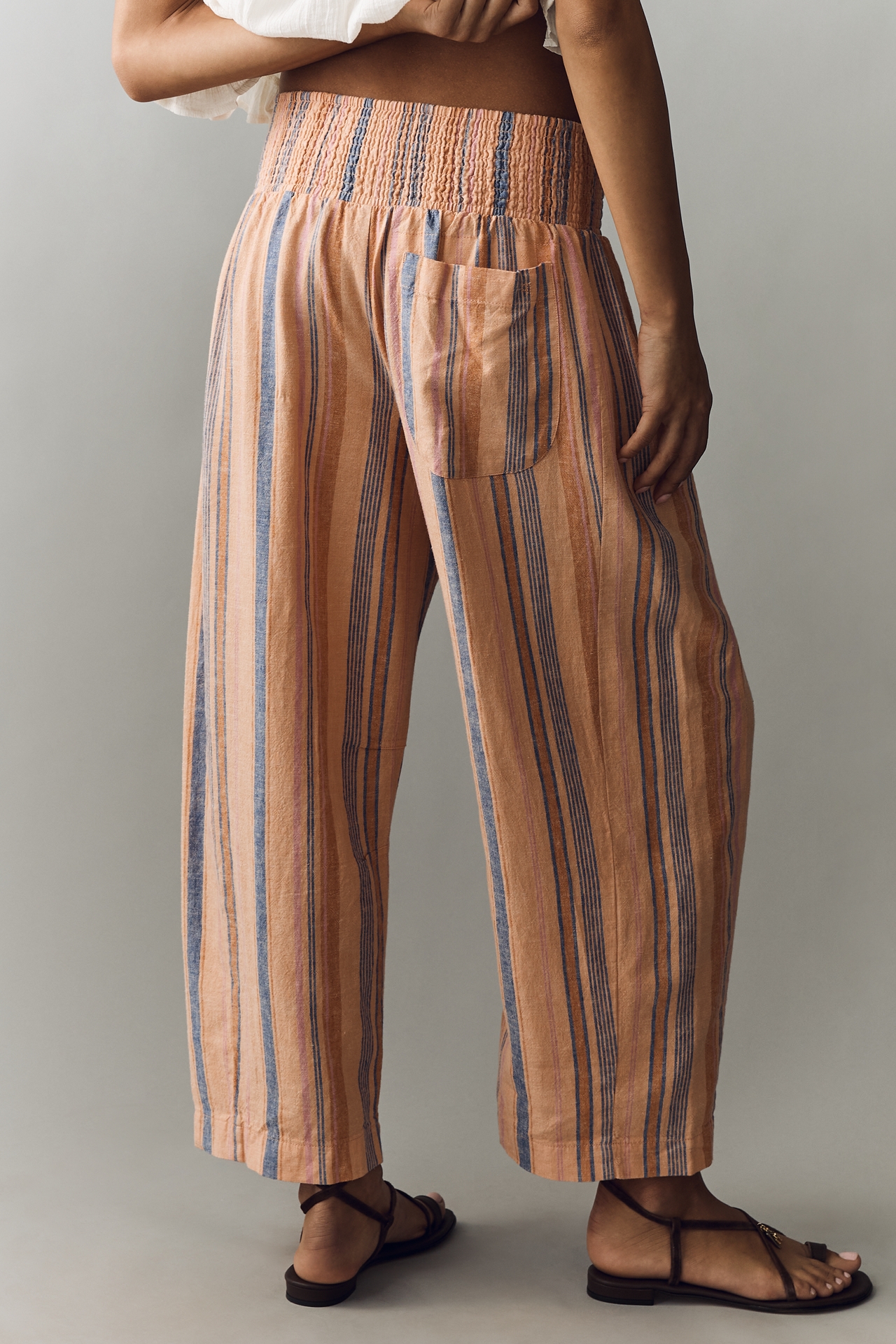 Reese Smocked Pull-On Barrel Pants by Pilcro