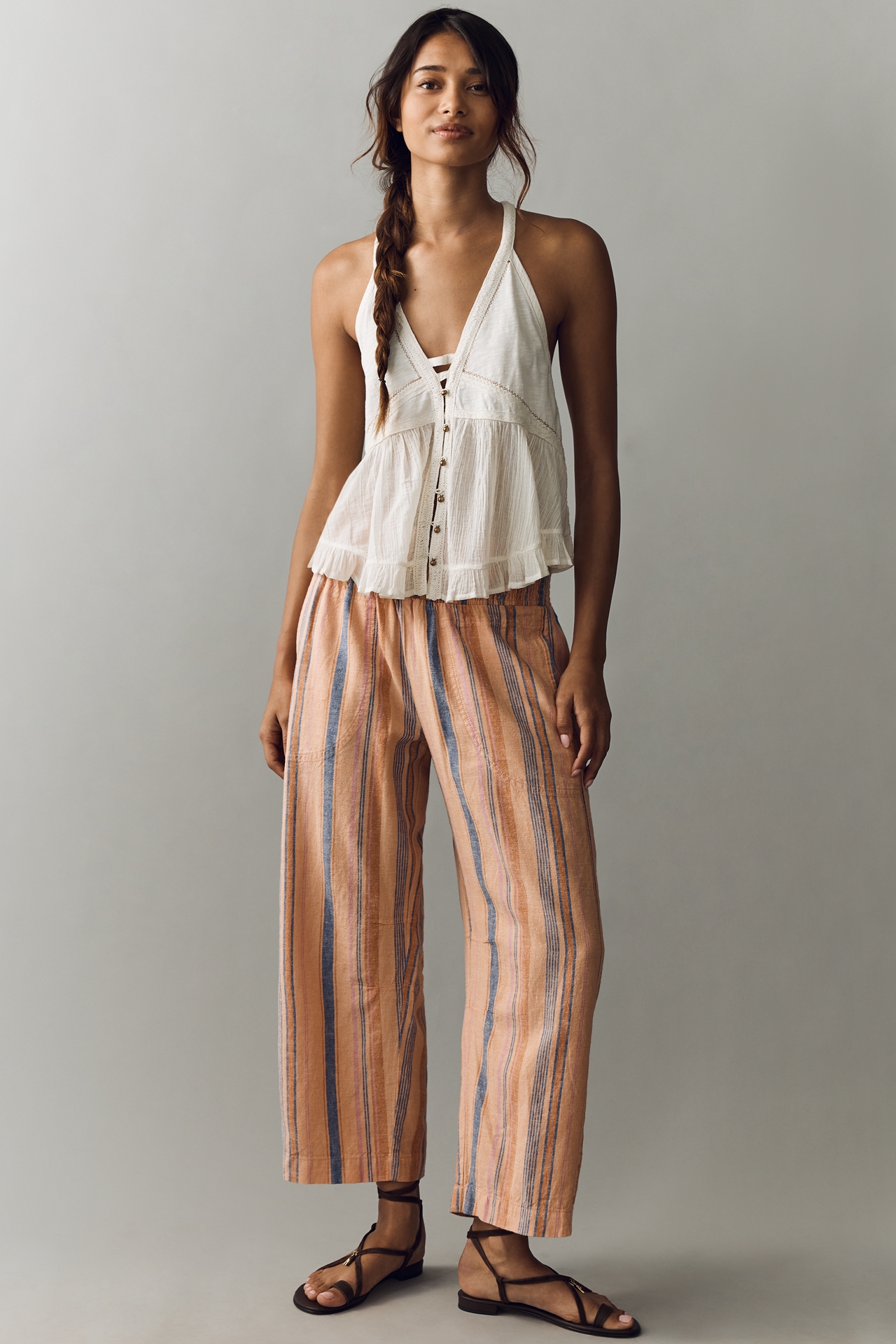 Reese Smocked Pull-On Barrel Pants by Pilcro