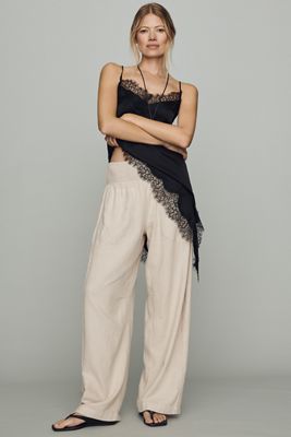 Pilcro Reese Smocked Full-Length Barrel-Leg Pants