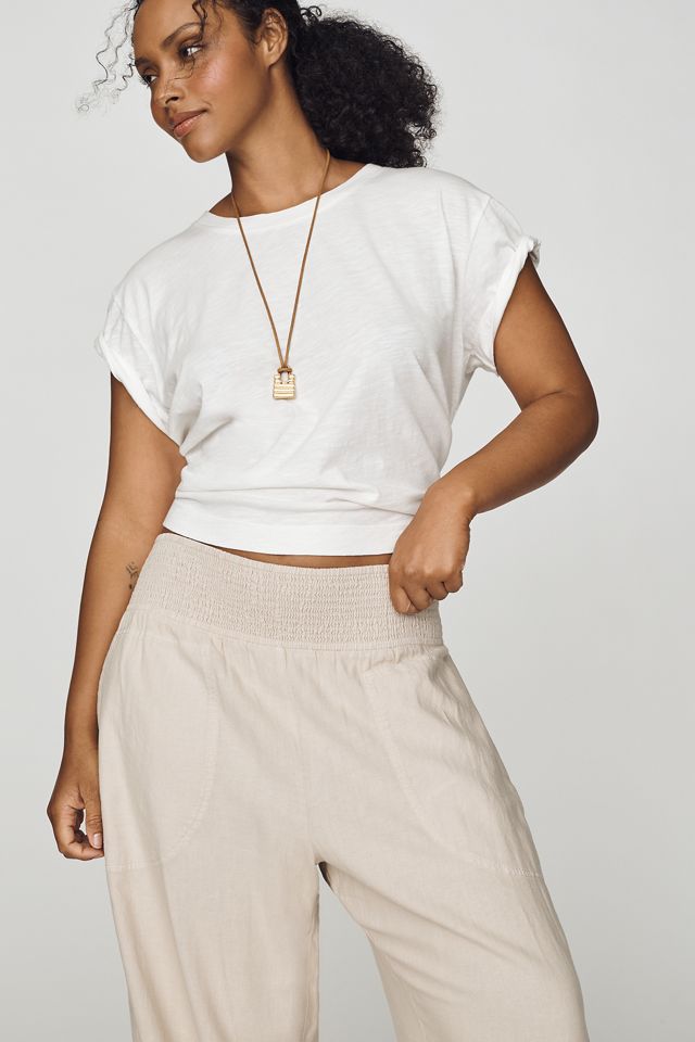 Pilcro Reese Smocked Full-Length Barrel-Leg Pants #5