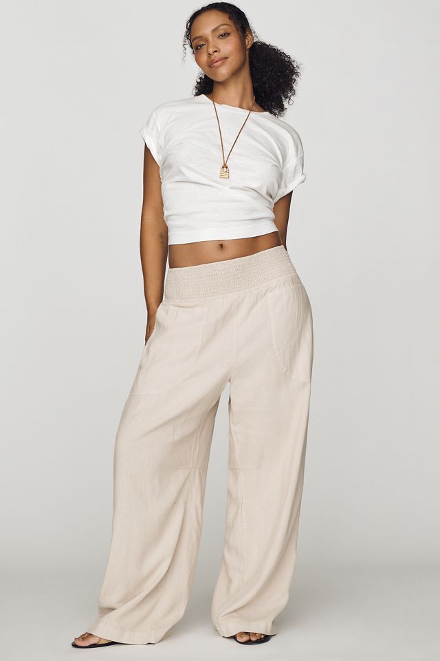 Pilcro Reese Smocked Full-Length Barrel-Leg Pants #4