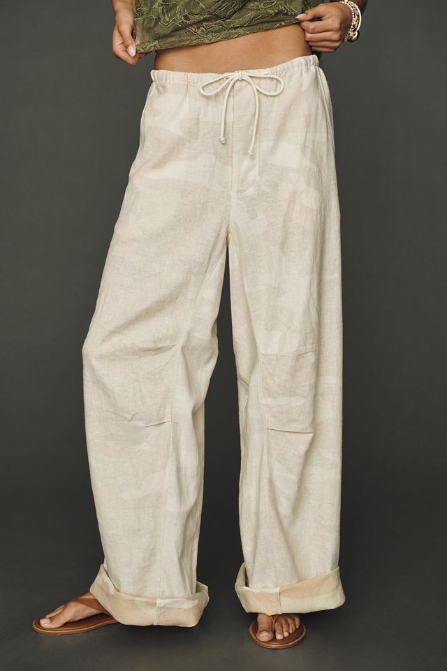 Pantaloni a Gamba Larga in Misto Lino Mimetico Hannah Pilcro #1