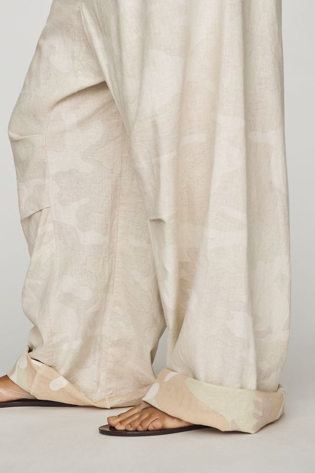 Pantaloni a Gamba Larga in Misto Lino Mimetico Hannah Pilcro #5
