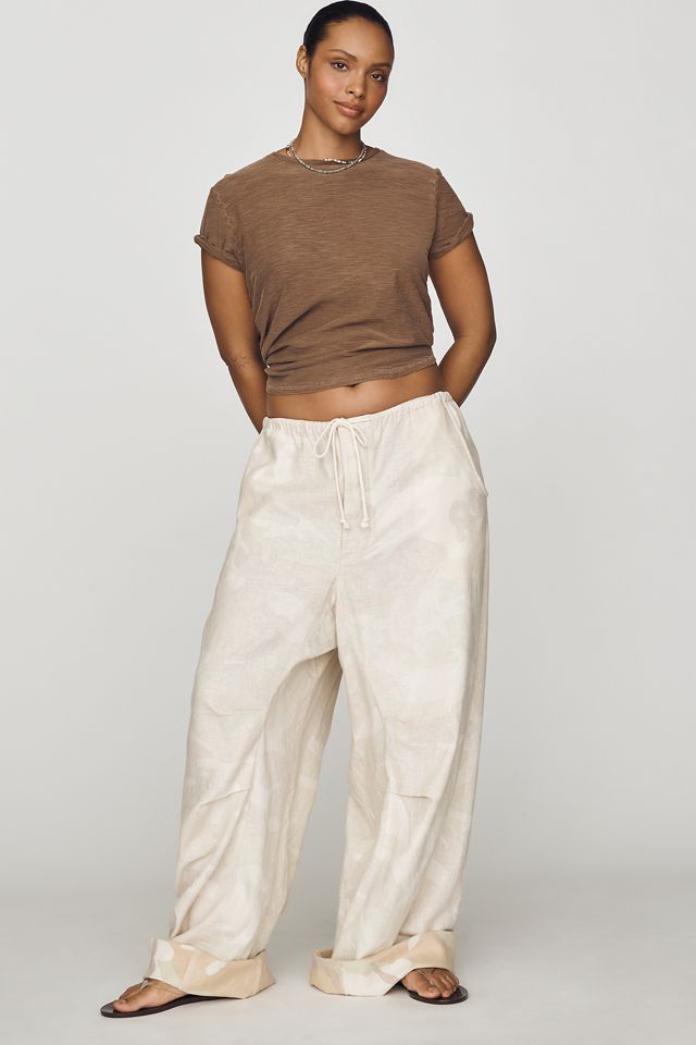 Pantaloni a Gamba Larga in Misto Lino Mimetico Hannah Pilcro #4