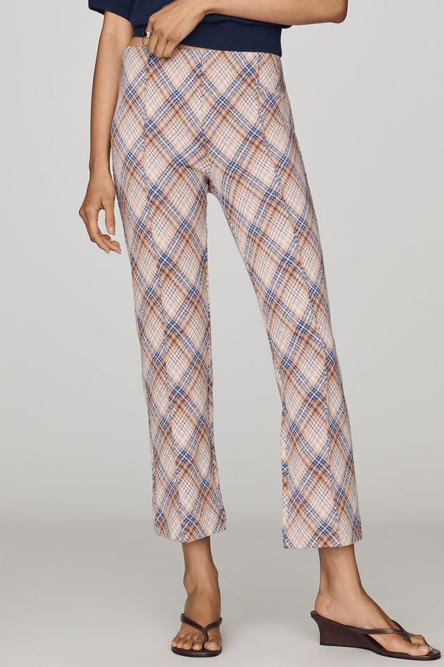 Maeve Poppy Plaid Kick-Flare Pull-On Pants #1